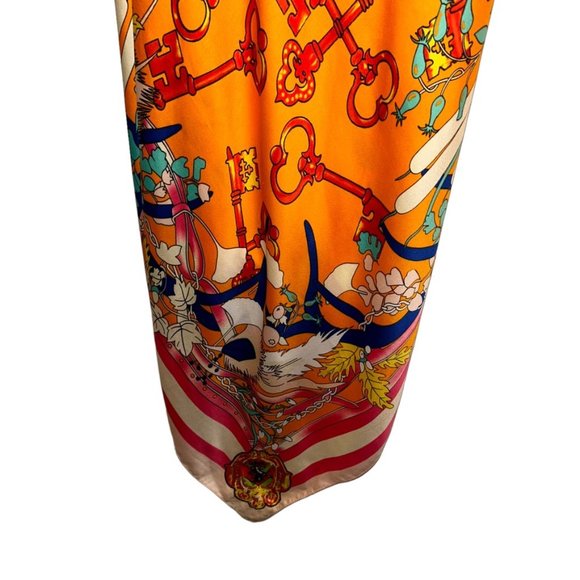 piccola bella southampton pink orange fun bold KEY print handkerchief dr… - Picture 4 of 6